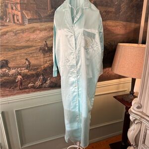 VTG Long Nightgown Aqua Satin